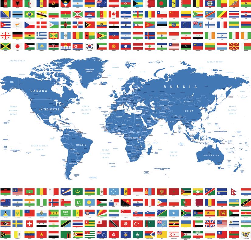 flags of the world labeled