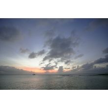 Sunset With Boat Wall Mural