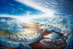 Vision-of-the-earth-burned-red-and-air-filled-with-gaseous-cloud-after-a-nuclear-explosion