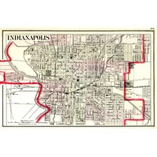 Indianapolis, IN 1884 Map Wall Mural