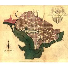 Washington DC 1793 Map Wall Mural