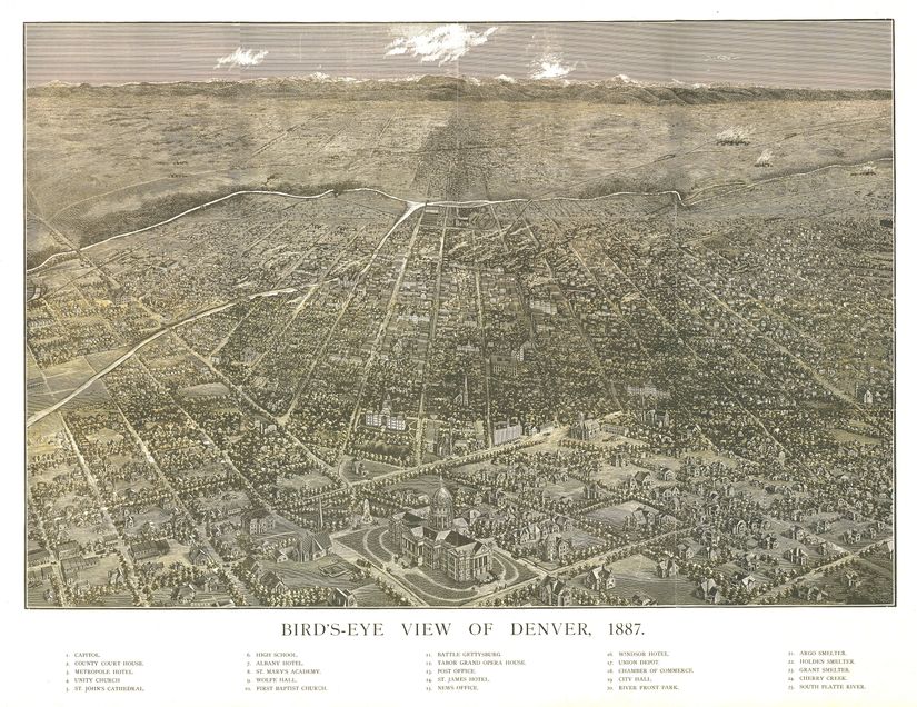 Birds-Eye-View-Of-Denver-CO-1887-Wallpaper-Mural