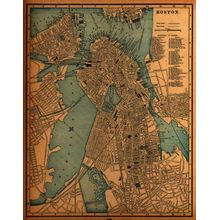 Boston, MA 1893 Map Wall Mural