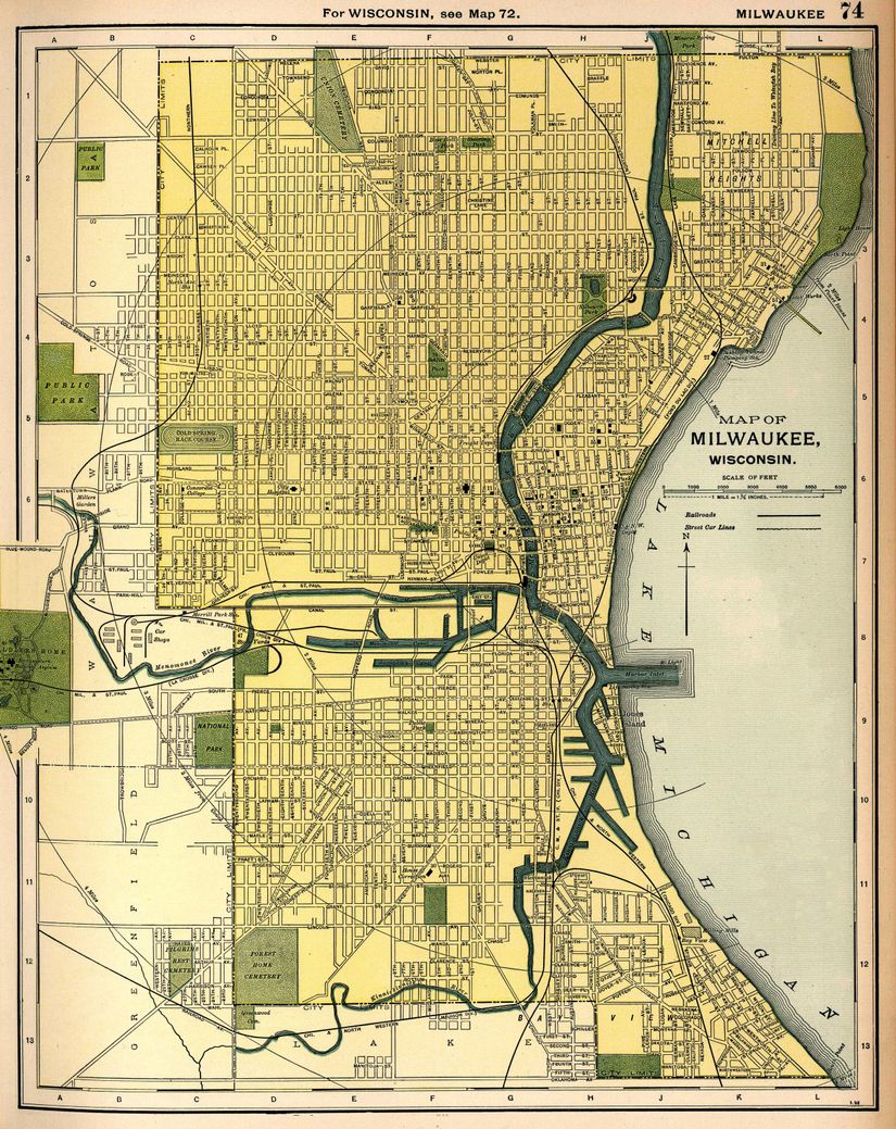 Milwaukee, WI 1891 Map Wall Mural - Murals Your Way