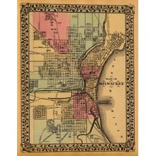 Milwaukee, WI 1880 Map Wall Mural