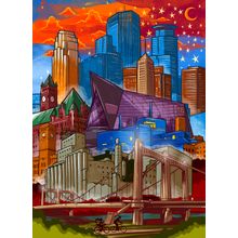 Downtown Minneapolis Skyline Wall Mural