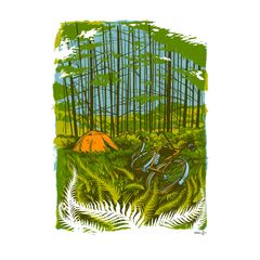 Bike Camping Wall Mural