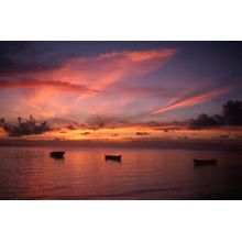 Trio Of Boats At Sunset Wall Mural