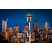 Seattle Skyline Twilight Wall Mural