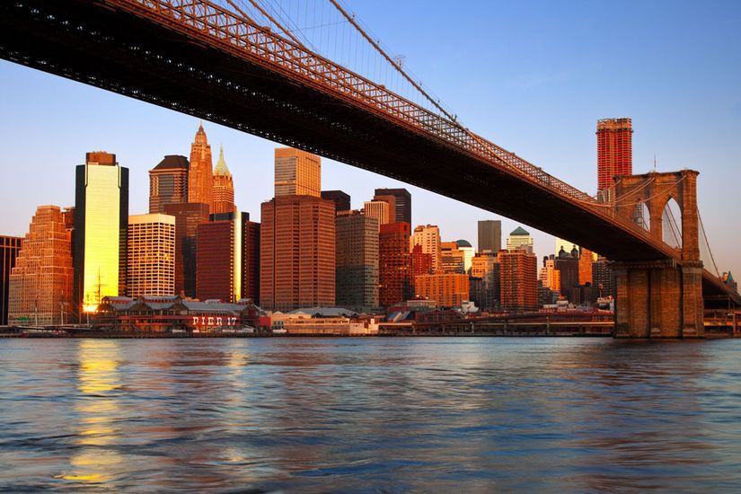 Brooklyn Bridge Skyline Wall Mural By Azutura - Vinyl Wallpaper, Custom Sizes, Modern NYC Decor