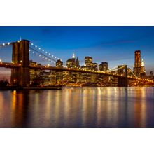Brooklyn Bridge and NYC Skyline at Night Wall Mural
