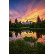 Last Rays Over The Grand Tetons Wall Mural