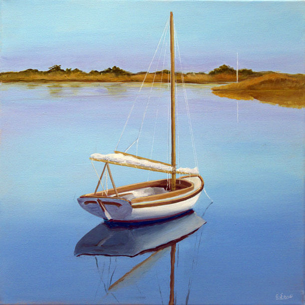 Sailboat on a Calm Bay Mural - Murals Your Way