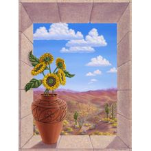 Sunflowers In Zia Pot Wall Mural