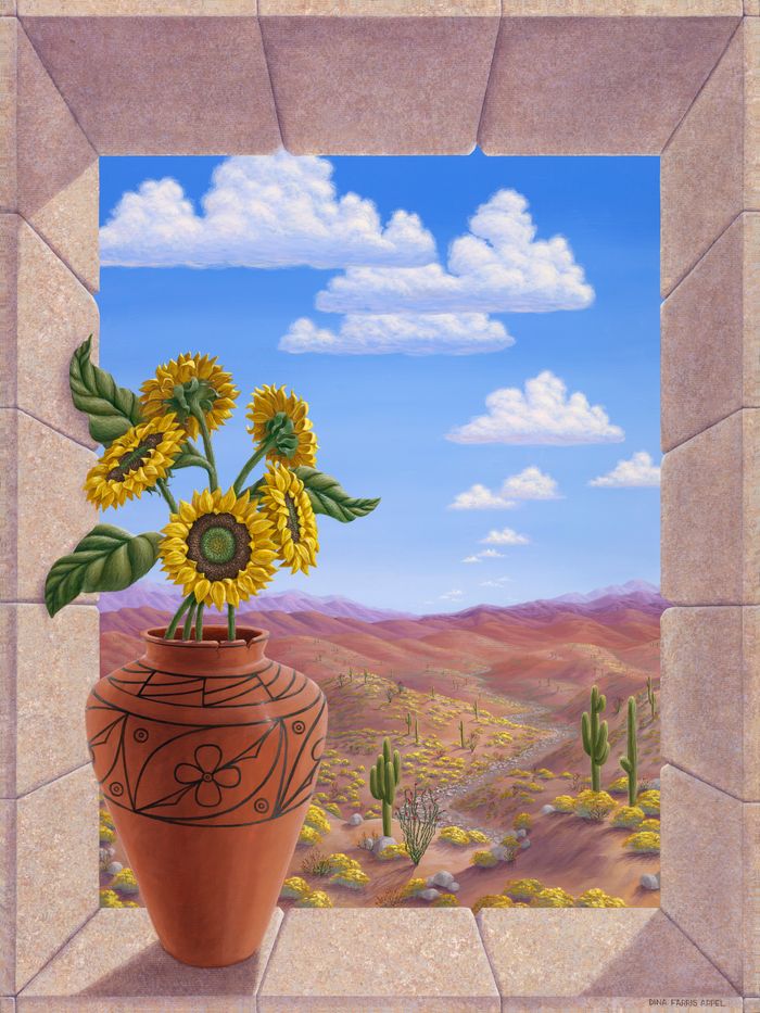 Sunflowers In Zia Pot Mural - Murals Your Way