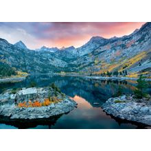 Lake Sabrina At Sunset With Fall Colored Aspens Wall Mural