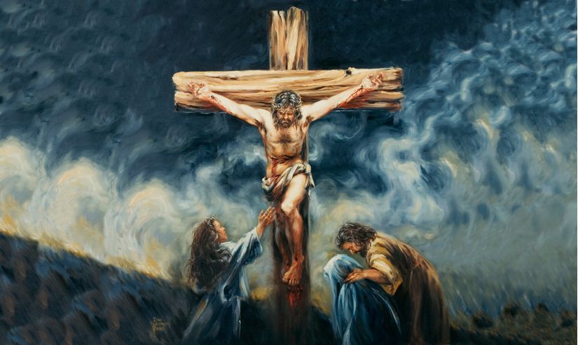 jesus dying on the cross painting
