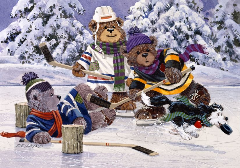 Teddy-Takes-the-Puck-Mural-Wallpaper