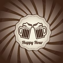 Happy Hour Illustration Wall Mural