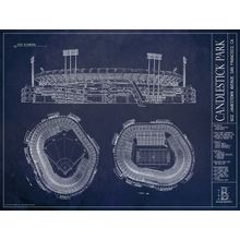 Candlestick Park Stadium Blueprint Wall Mural