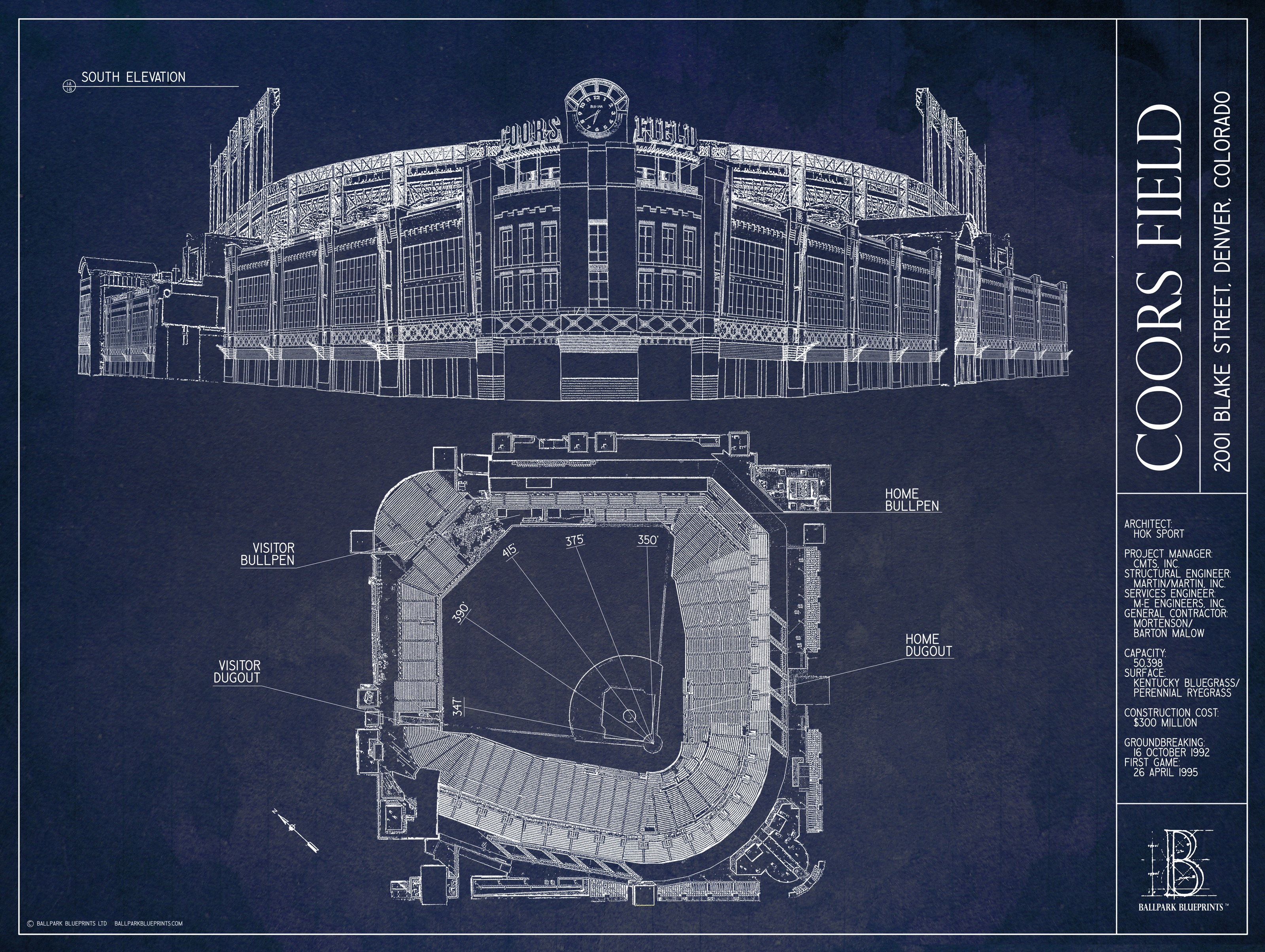 Colorado Rockies Coors Field Ballpark Outline