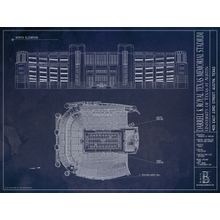 Darrell K Royal Texas Memorial Stadium Blueprint Wall Mural