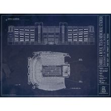 Darrell K Royal Texas Memorial Stadium Blueprint Wallpaper Mural