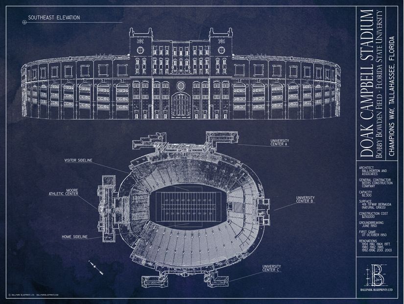 Doak-Campbell-Stadium-Blueprint-Wall-Mural