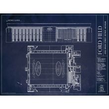 Ford Field Blueprint Wall Mural