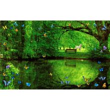 Butterfly Pond With Unicorn Wall Mural