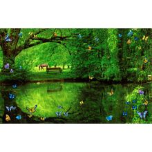 Butterfly Pond With Horse Wallpaper Mural