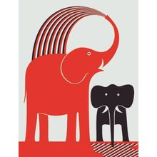 Red Elephant Wall Mural