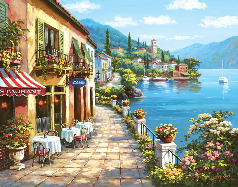 Overlook Cafe I Wall Mural By Sung Kim | Italian Wallpaper - Murals ...