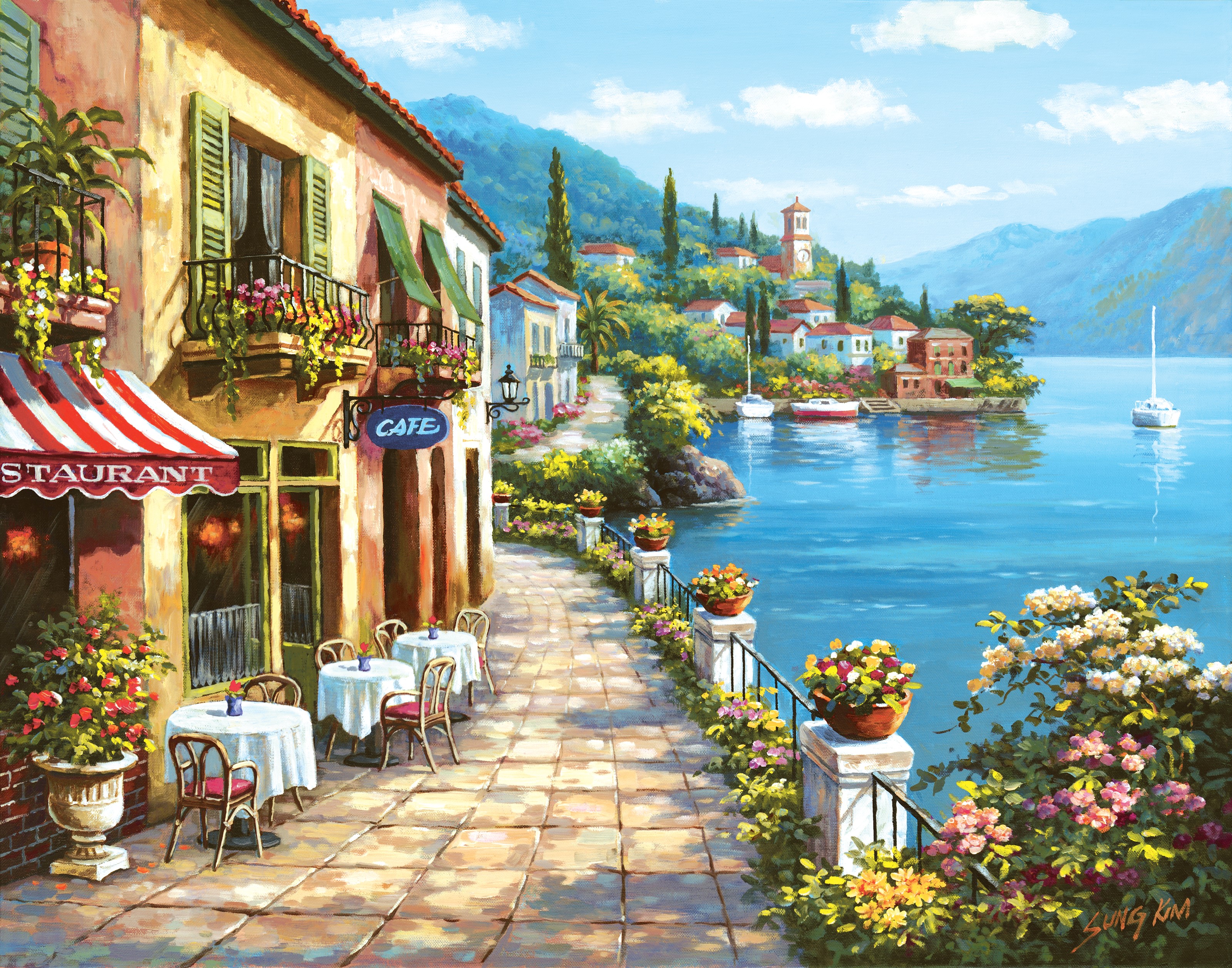 Overlook Cafe I Wall Mural by Sung Kim | Italian Wallpaper - Murals Your Way Overlook Cafe I Wall Mural by Sung Kim | Italian Wallpaper - Murals Your Way