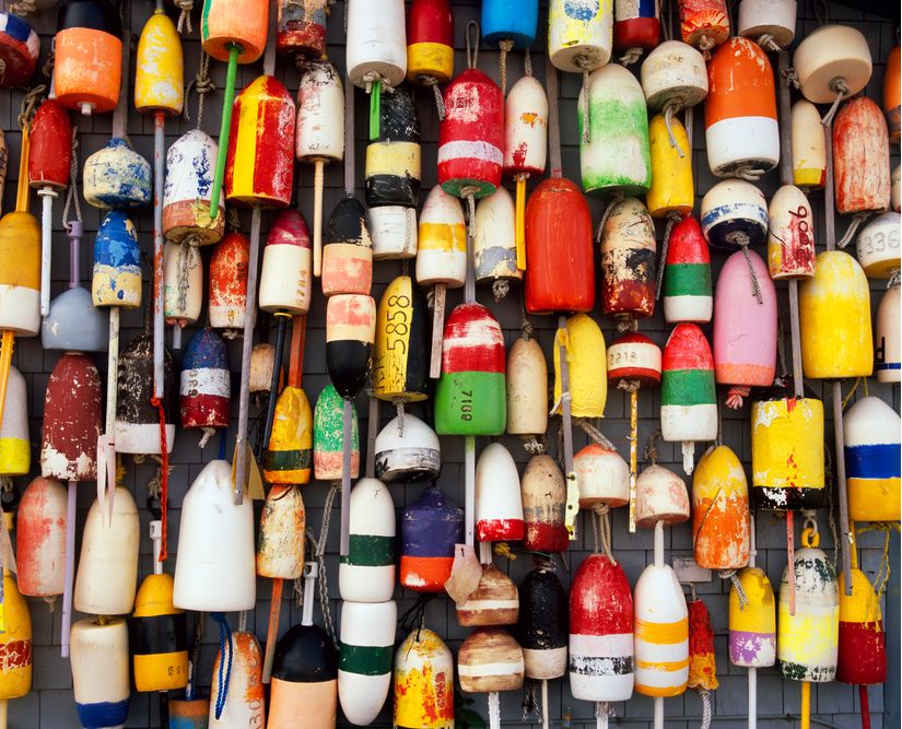 Lobster Buoys Mural Wallpaper | Nautical Wall Murals - Murals Your Way