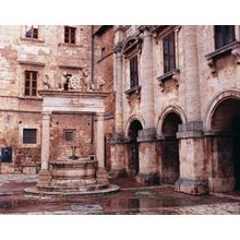 Piazza Grande Well In Tuscany Wall Mural