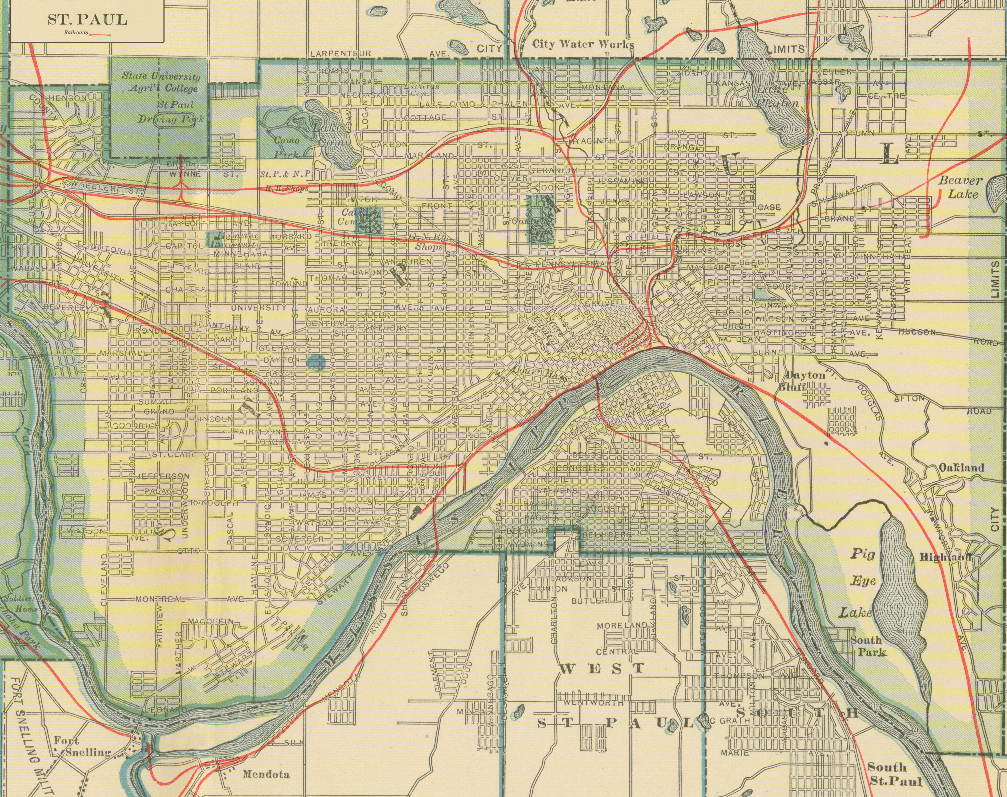 Vintage St. Paul Map Mural - Murals Your Way