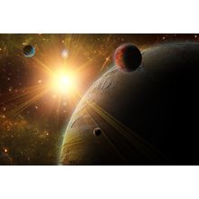 Illuminated Planets Wall Mural