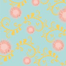 Dandelions - Sky, Pastel Pink & Yellow Wallpaper