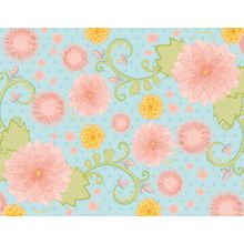 Pastel Garden - Sky, Pastel Pink, Yellow & Green Wallpaper