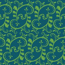 Flourish - Green & Blue Wallpaper