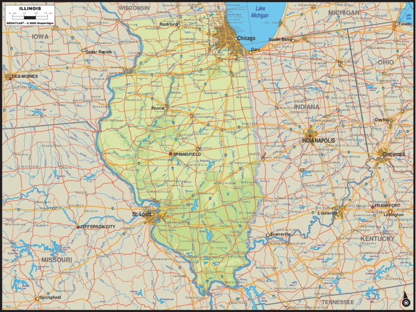 Illinois Map Wallpaper Mural - Murals Your Way