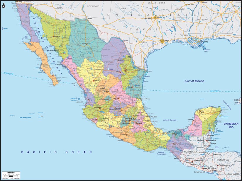 Mexico-2-Map-Mural-Wallpaper