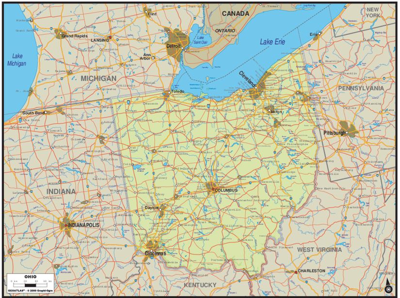 Ohio Map Mural - Murals Your Way