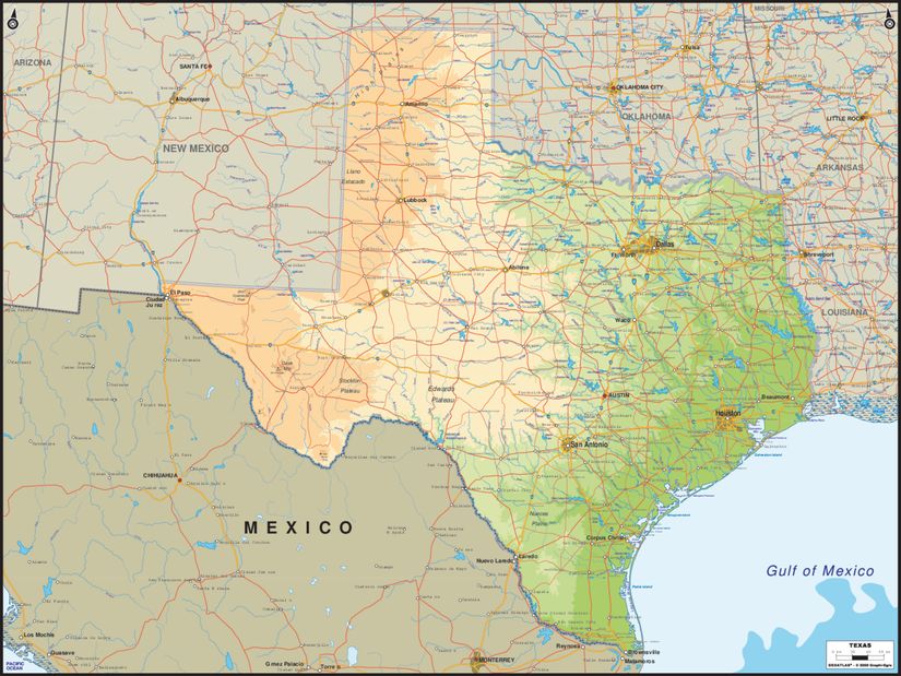 Texas Map Wall Mural - Murals Your Way