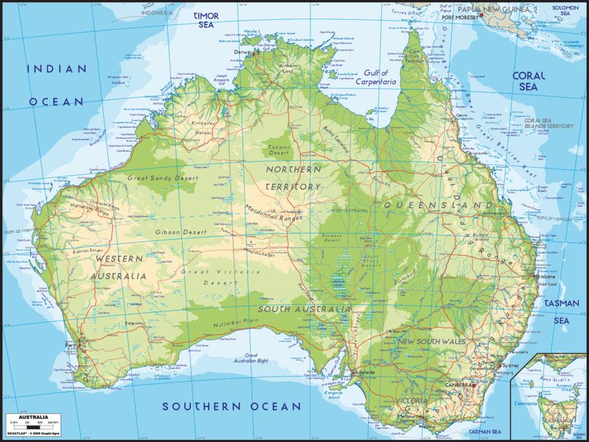 Australia-Map-Mural-Wallpaper