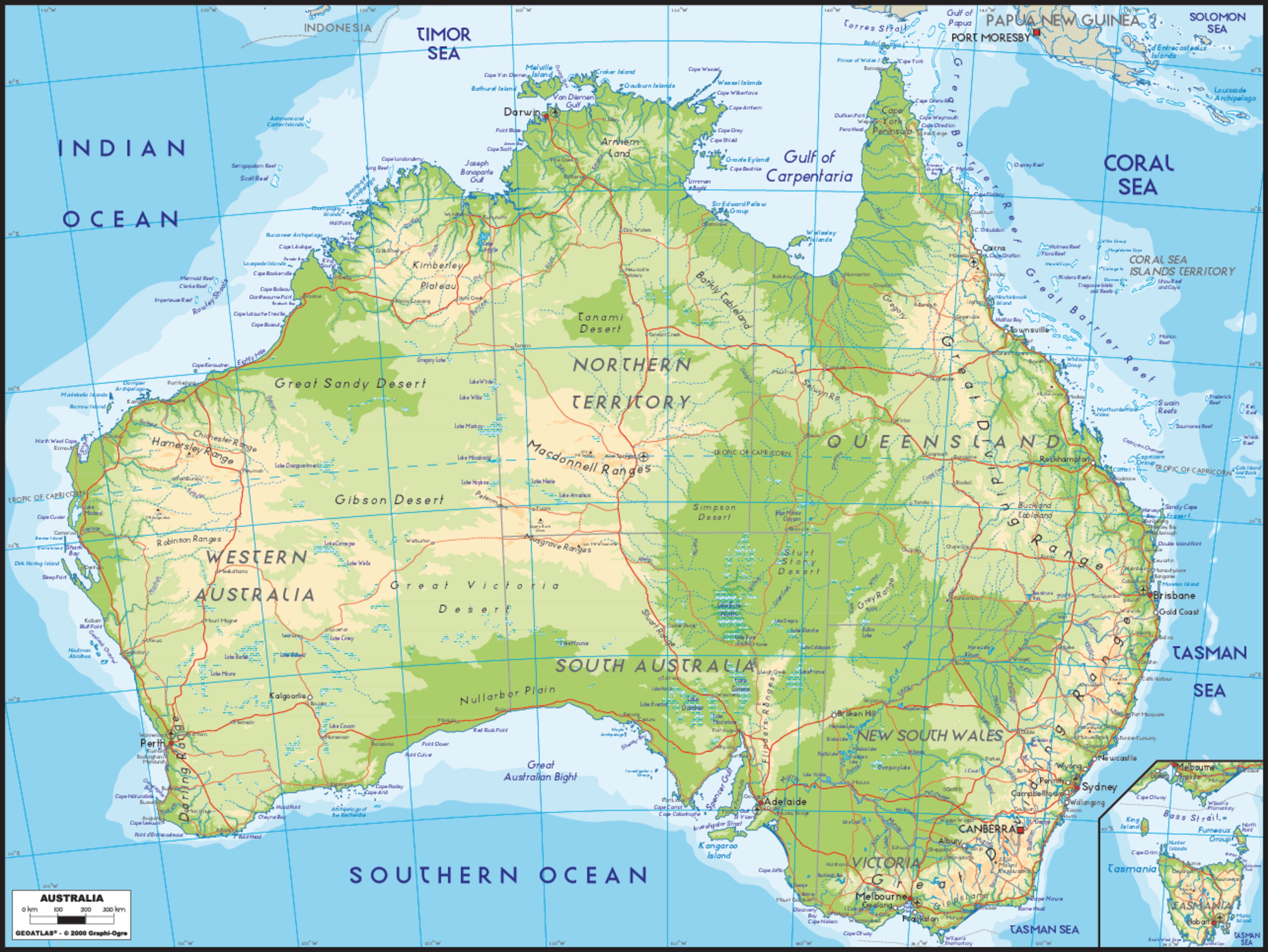 Карта Австралии географическая