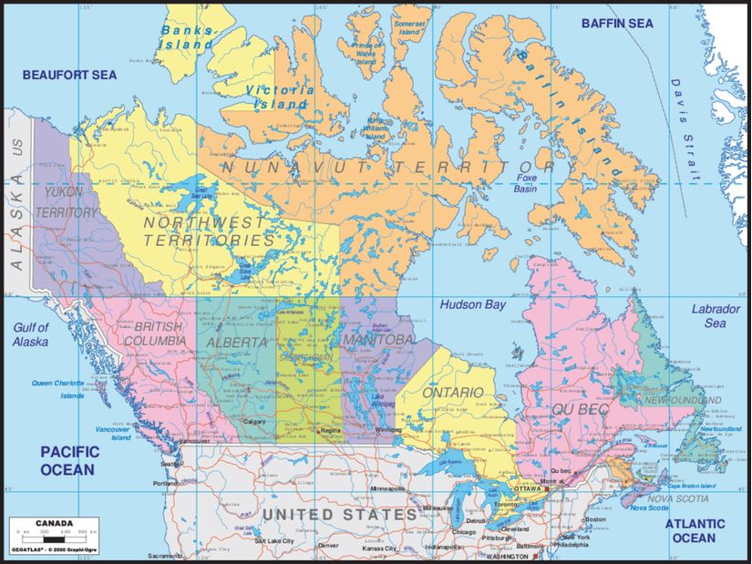 Canada 3 Map Wallpaper Mural - Murals Your Way