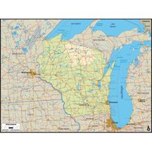 Wisconsin Map Wall Mural