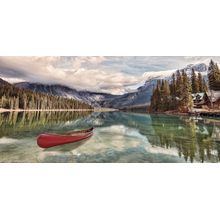 Red Canoe On Emerald Lake Wall Mural